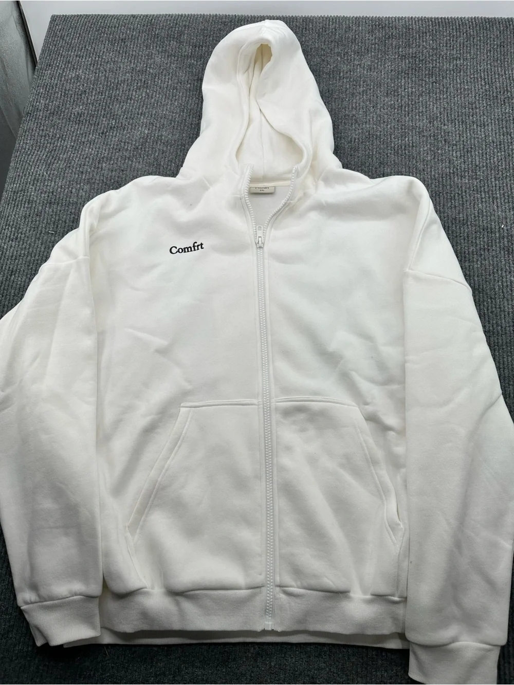 Comfort White Zip-Up Hoodie for Women - Picture 1 of 5
